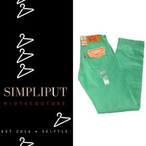 Levi 501 Straight Shrink Fit Raw Unwashed Denim Jeans Pastel Green Barbiecore